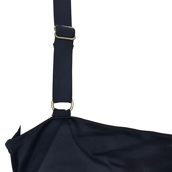 Andie Swim Womans size L The Belmar Bikini Top in Black Crossover Front NEW - Picture 5 of 8